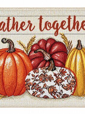 Thanksgiving Tapestry Placemats Set of 4 Gather Together Fall Harvest 13x18